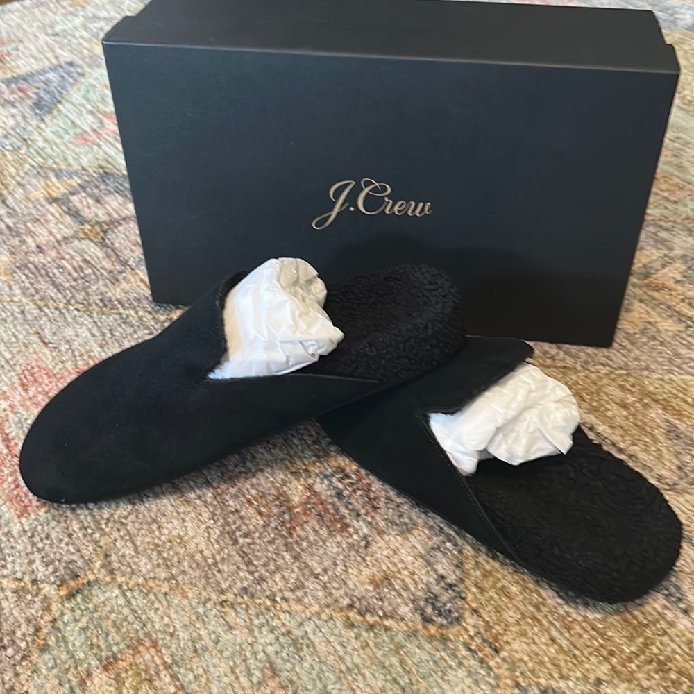 J Crew Pacific Sherpa-lined suede clogs